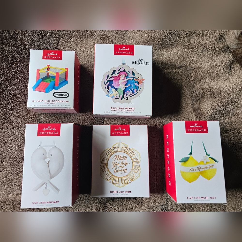 Hallmark Keepsake Ornament Collection Of 5 - Red, Blue, Yellow